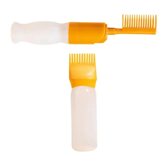 Comb Applicator Bottle 120ml Empty Hair Oil Applicator Easy to Clean Yellow