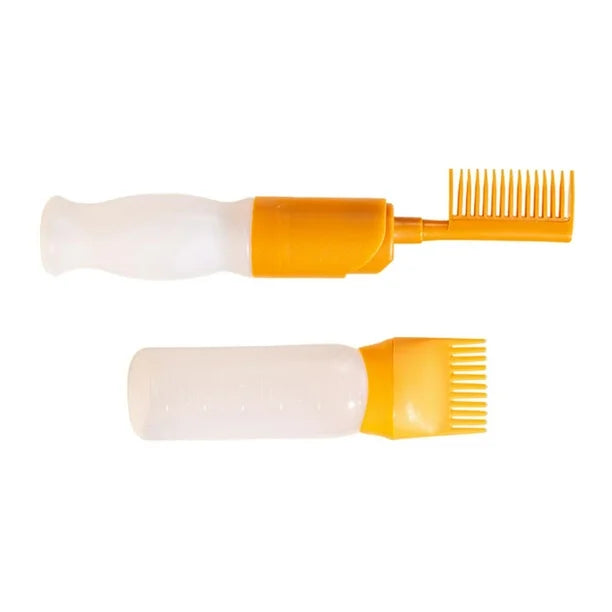 Comb Applicator Bottle 120ml Empty Hair Oil Applicator Easy to Clean Yellow